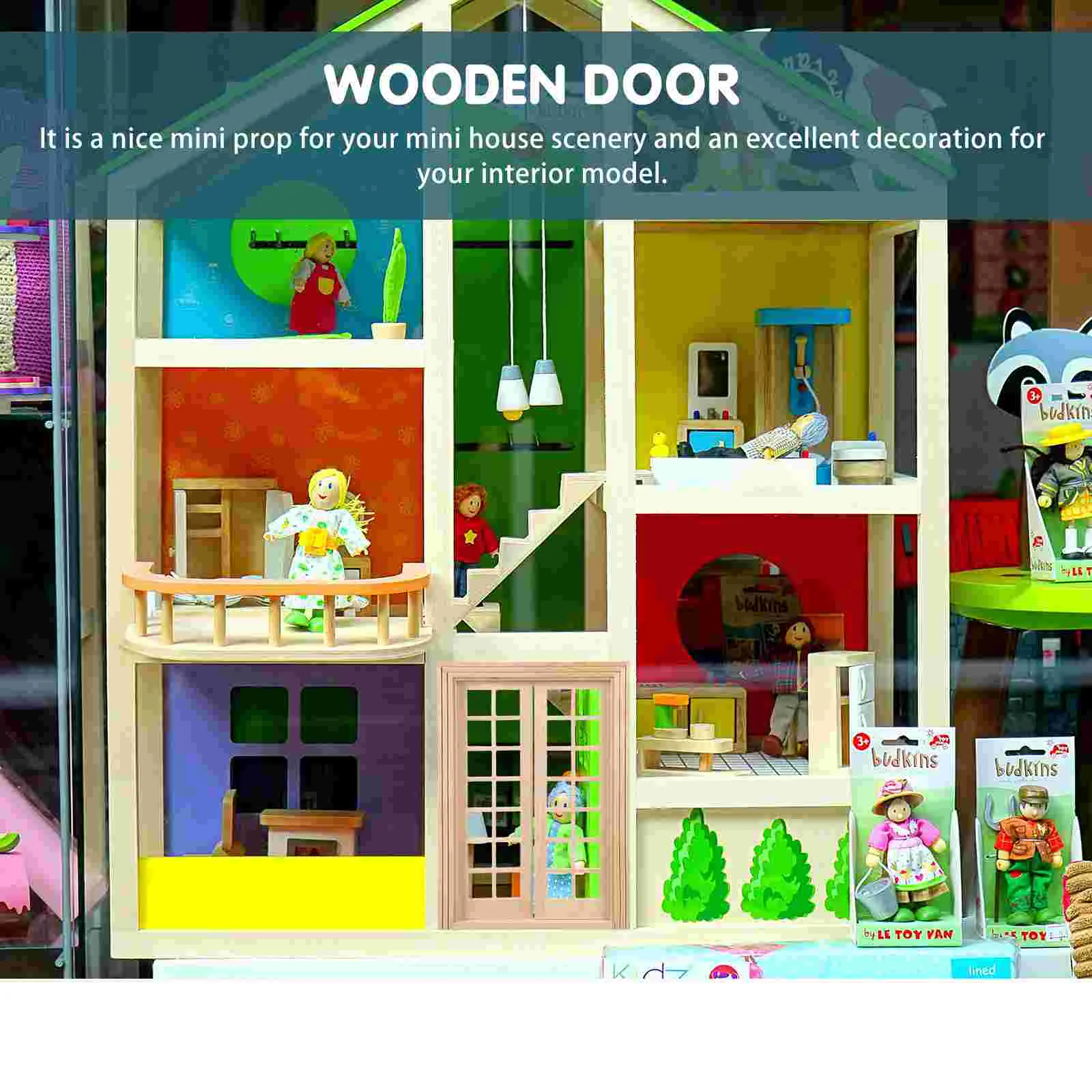 Door and Window Model Mini Accessory Decorate Wooden Miniature Toy Micro Scene Furniture