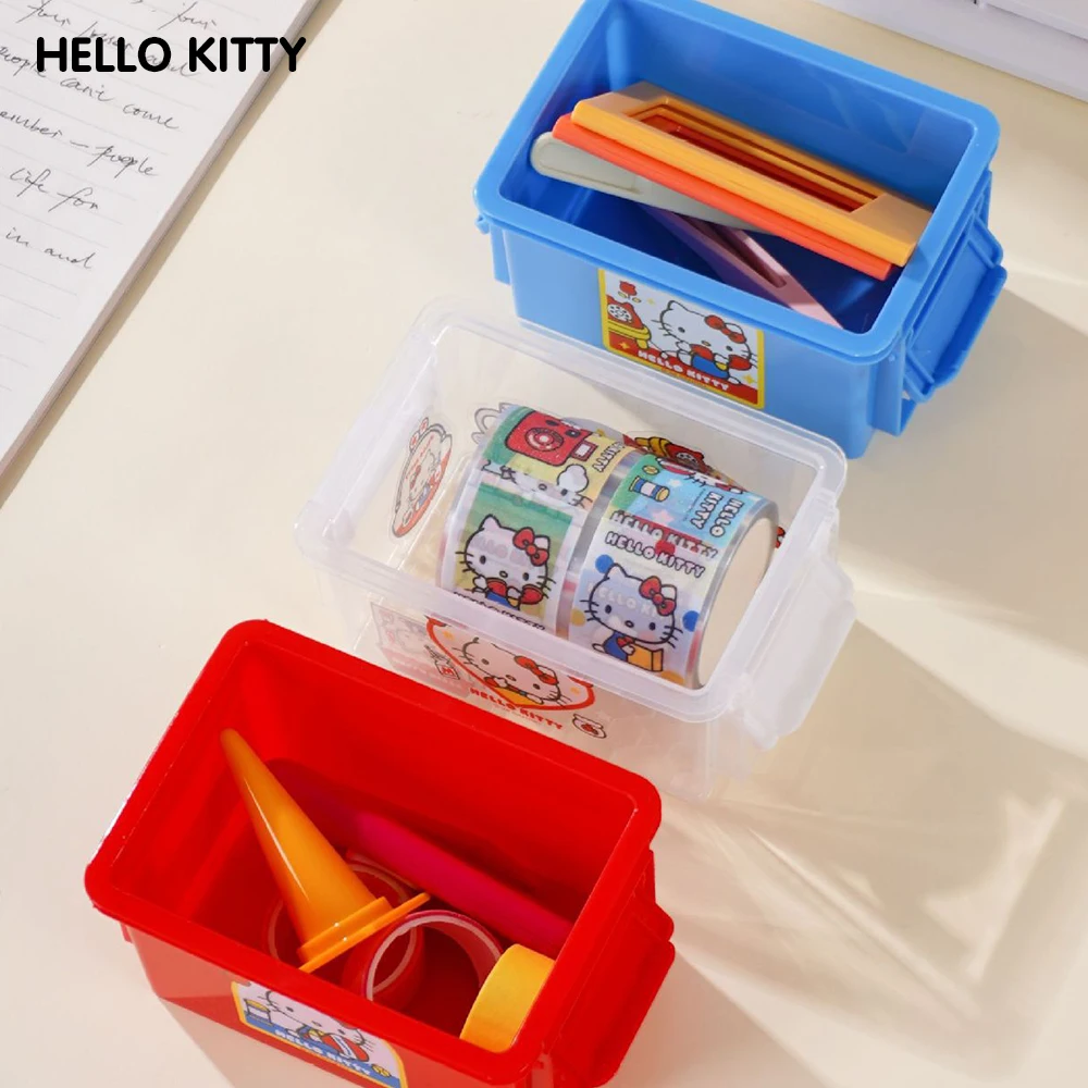 Sanrio Hello Kitty Stackable Storage Box with Sticker Cartoon KT Cat Sundries Cotton Swabs 3-Tier Desk Organizer Basket Gifts view 4