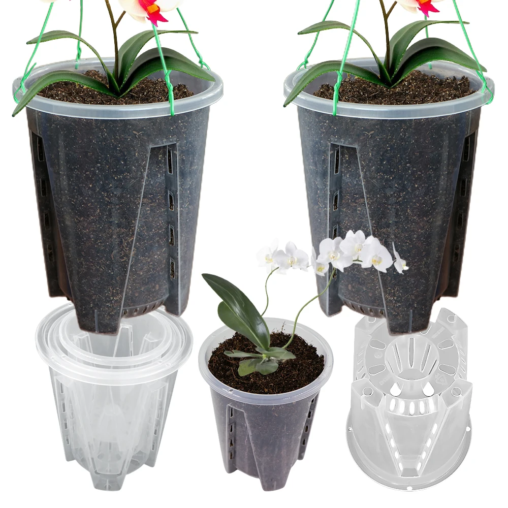 3-size Transparent Nursery Flower Pots Seedling Controlled Root Cup Garden Planting Tools Drainage Hole Seed Starting Container