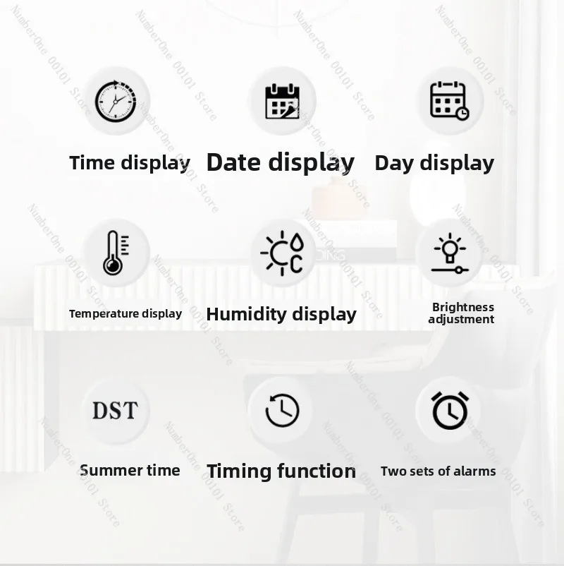 Alarm Clock Cross-Border LED  Multi-Functional Electronic Clock Simple Desktop Digital  5512