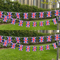 Aerlxemrbrae 14*21cm  20pcs/lot    UK bunting flags United Kingdom  string   Triangular Flag Buntings Festival Party Holiday