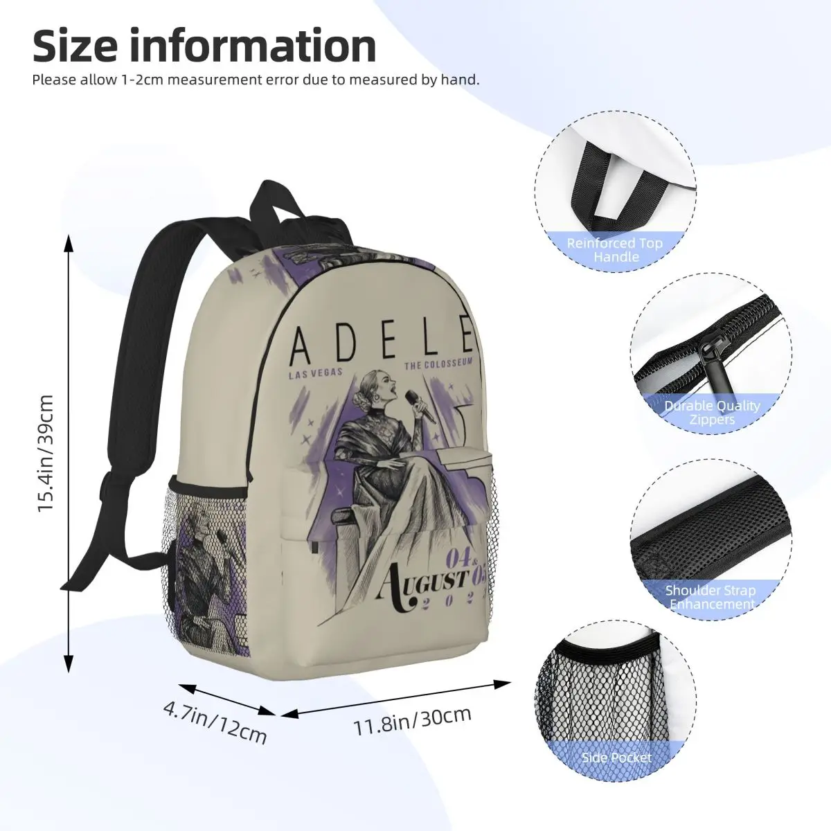 WWA Poster Adele Backpack Student BookBag Children School Bag Computer Shoulder Bags for Boys Girls