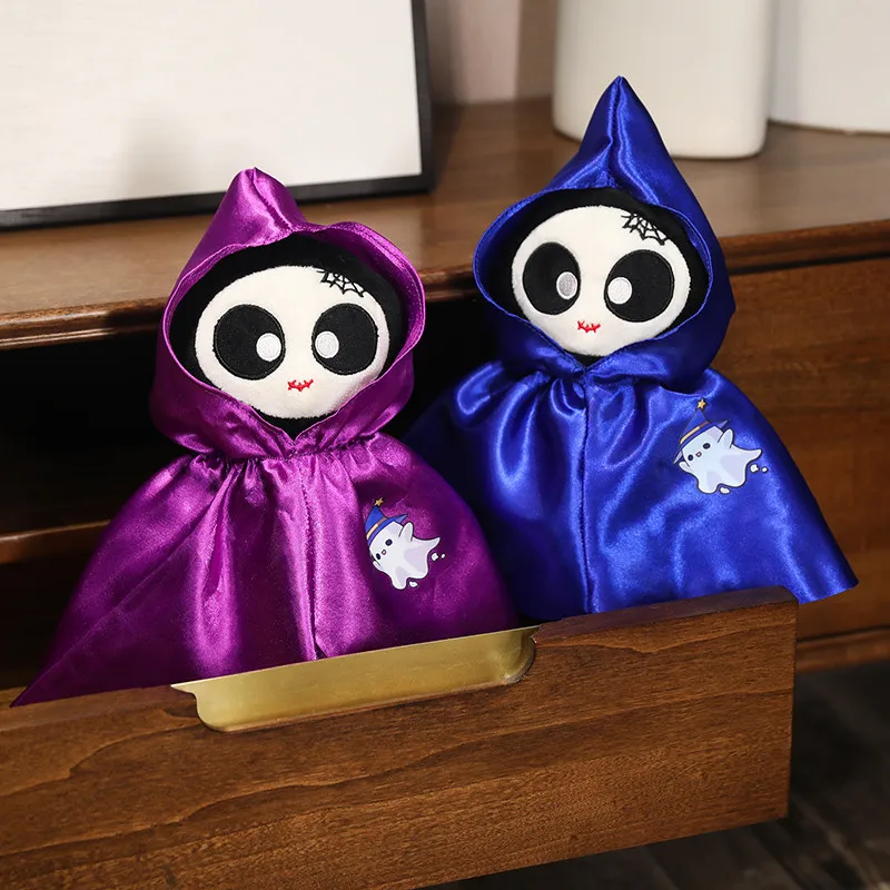 35CM Halloween Elves Plush Toys Cute Elves Wear Cloak Stuffed Doll Suction Cup Hanging Rope Gift Kid Happy Halloween Party Decor