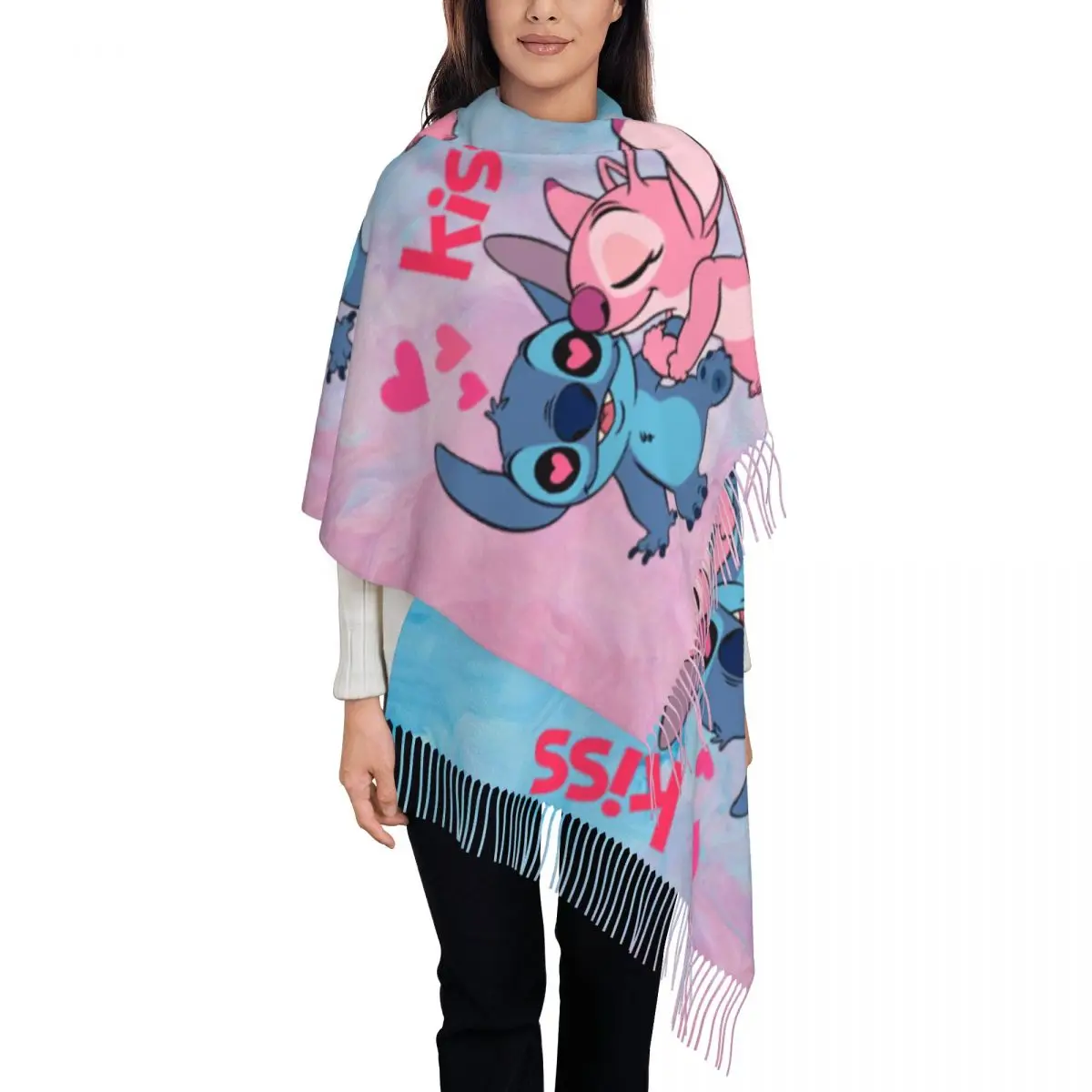 Custom Stitch Lion Cute Scarf Wrap for Women Long Winter Fall Warm Tassel Shawl Unisex Movie Scarves