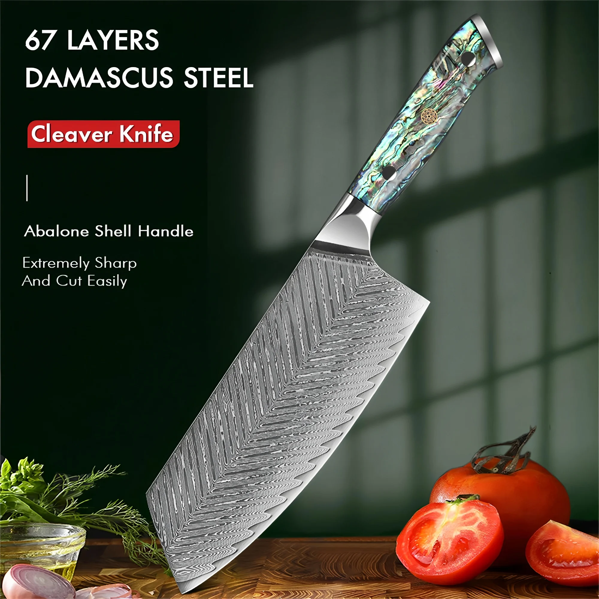 

Handmade Cleaver Knife 67 Layer Damascus Steel Sharp Slicing Knife Cutting Knife Kitchen Tools Halloween Christmas gifts