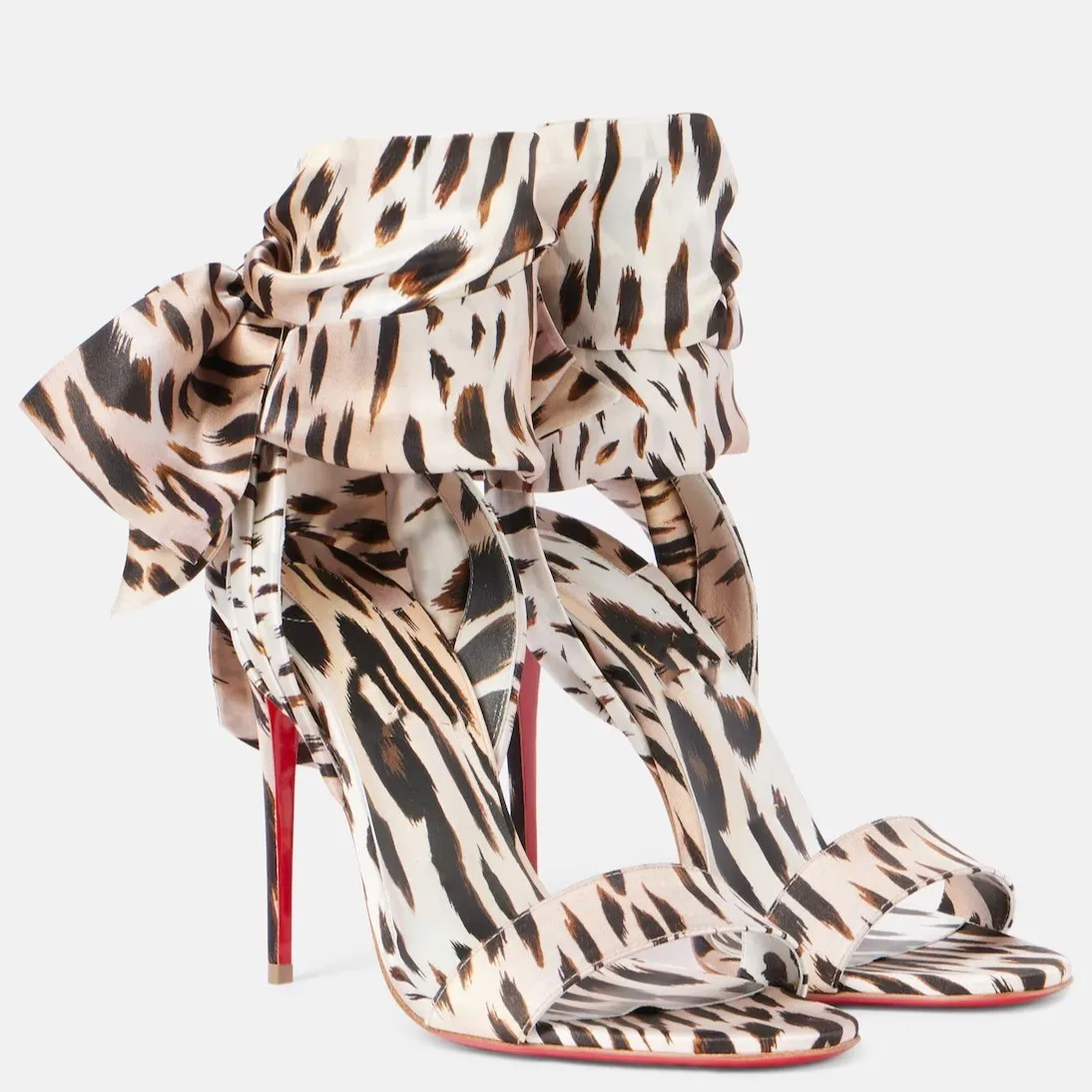 New European & American Style Satin Bow Open Toe Stiletto Heel Roman Sandals Women Ankle Wrap Lace-up Plus Size Sandals