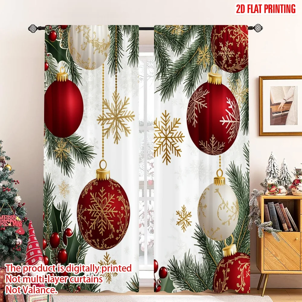 2 قطعة 2D الطباعة المسطحة عيد ميلاد سعيد الستار الشعبي عيد الميلاد الحلي الثلج جارلاند 100% البوليستر بدون كهرباء #1