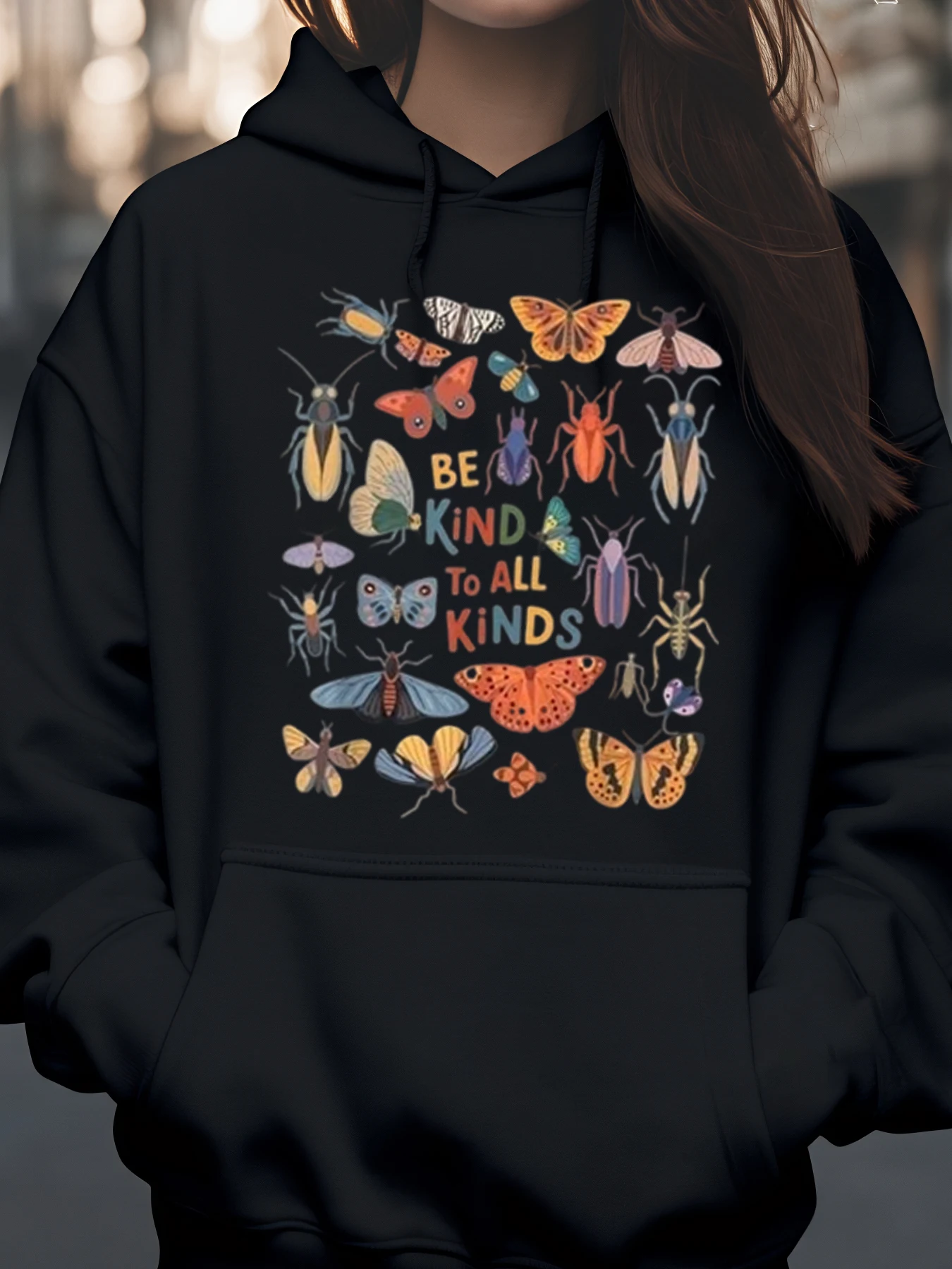 

Толстовка с принтом насекомых Be Kind to All Kinds, осенне-осенняя повседневная одежда для женщин и девочек