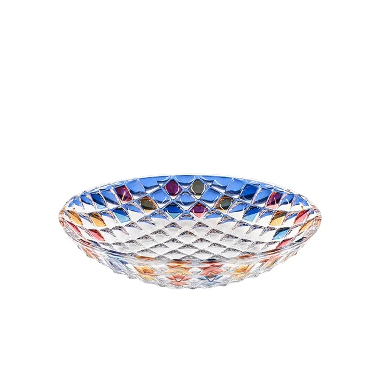 Household crystal fruit basin, imported living room coffee table, creative light luxury simple fruit snack plate, high-end