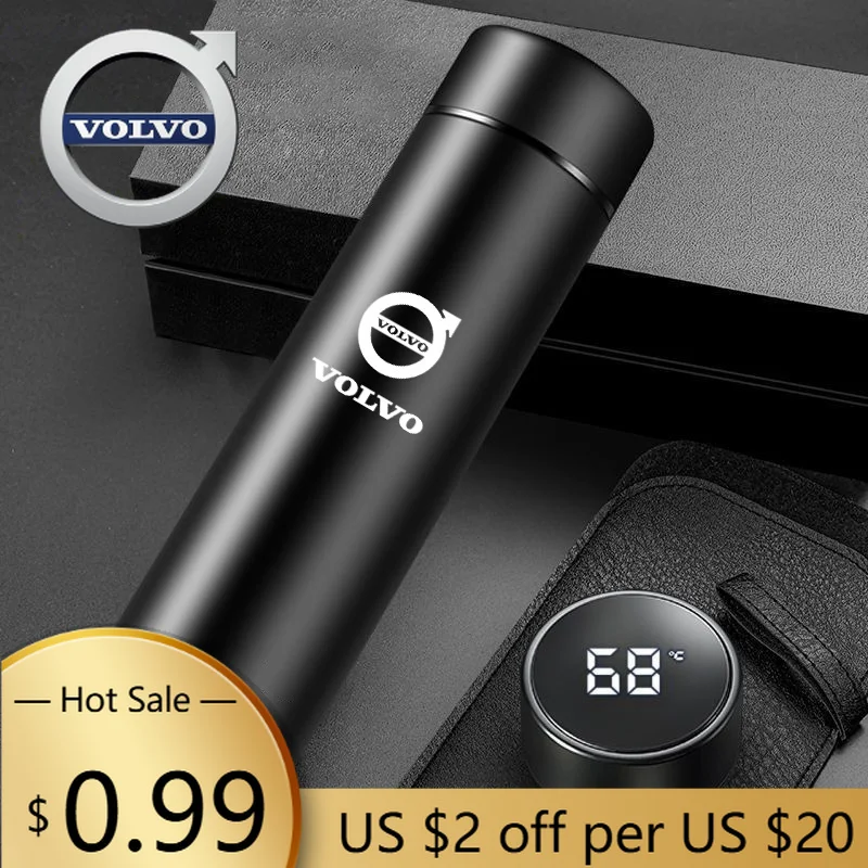 

Крышки-концентраторы для автомобиля, 500 мл, портативный термос для кофе, умная изоляционная чашка из нержавеющей стали для Volvo RDesign AWD V70 XC60 S60 V60 V40 XC90
