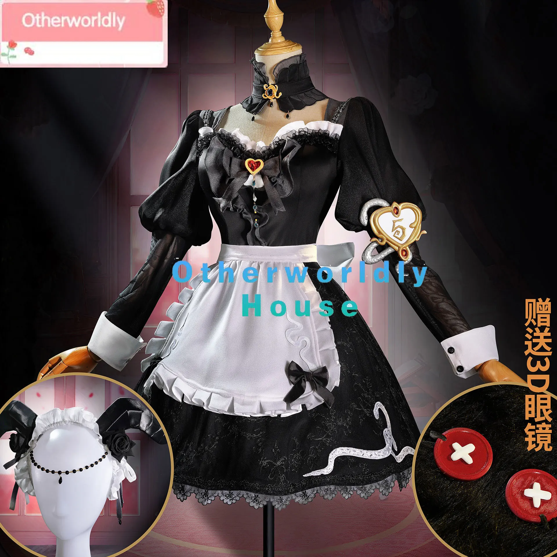 Game Identity V Priestess Fiona Gilman Cosplay Costume Women Cute Black Maid Dress Party Suit Halloween Uniforms Custom Made