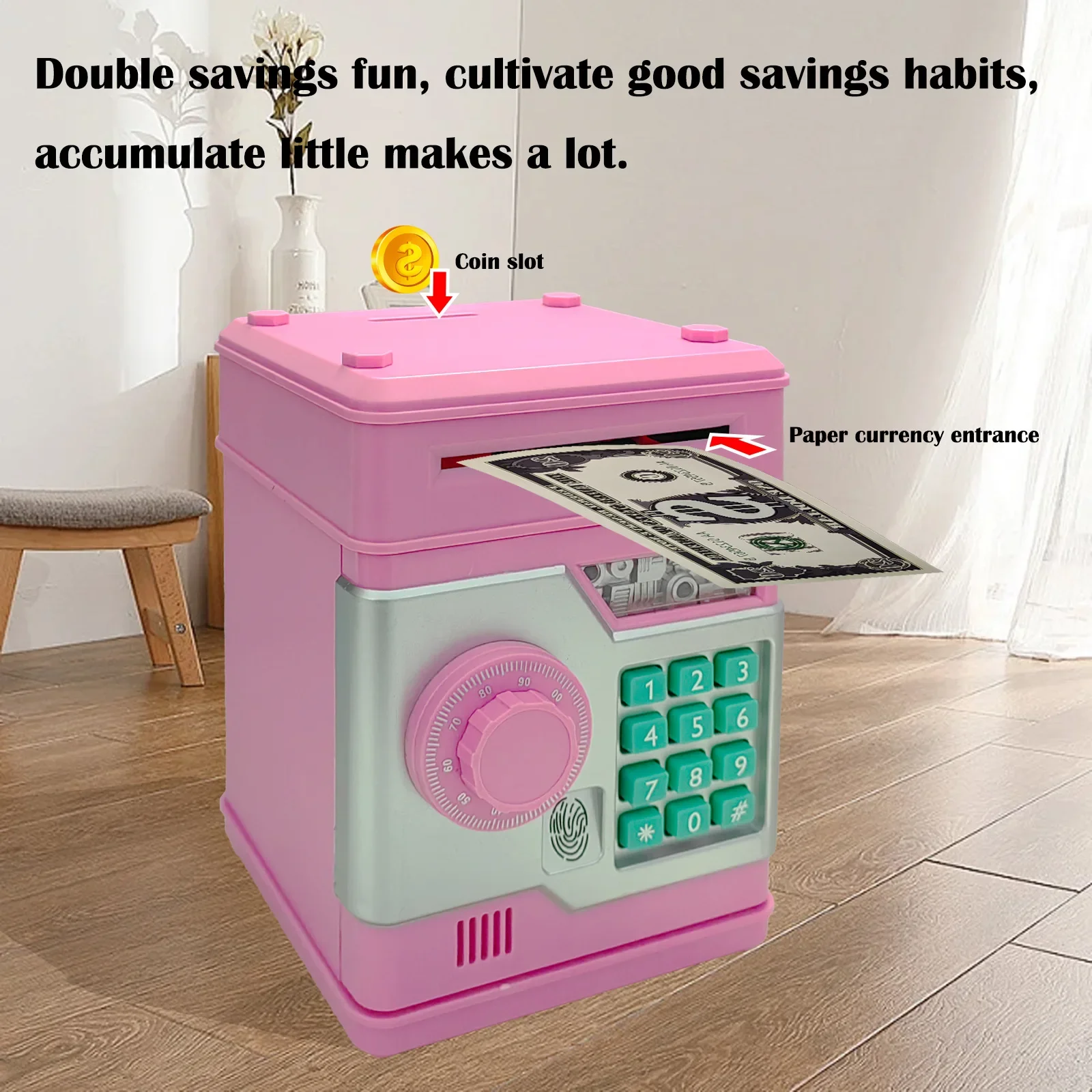 Tirelire électronique pour enfants, mot de passe par empreinte digitale, coffre-fort, pièce numérique, réservoir d'économie d'argent, musique, jouets pour enfants, cadeaux pour filles