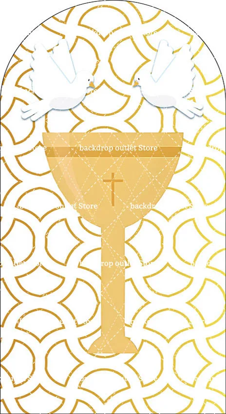 Mehofond فتاة الذهب الله يبارك قوس خلفية غطاء أول المقدسة بالتواصل حفلة استحمام الطفل ديكور المعمودية مقوس جدار خلفية