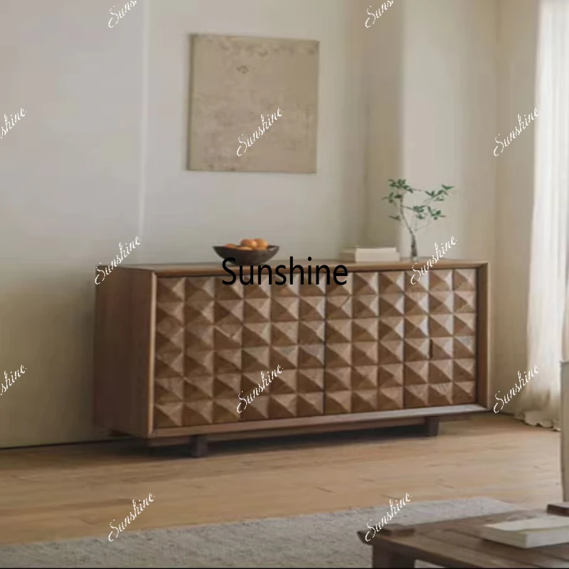 

Medieval dining side engraved entrance shoe cabinet all solid wood living room storage