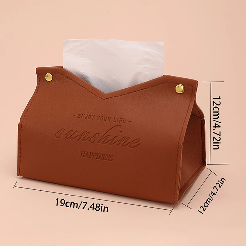 Leather Tissue Case Napkin Holder Storage Container Car Tissue Box Solid color minimalist Home Living Room Decoration