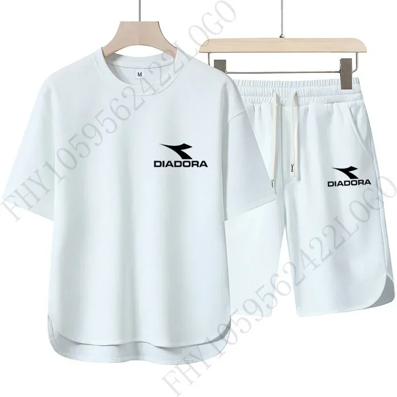

Men's new summer casual round-neck T-shirt + fitness sport pants 2-piece set, quick-drying jogging sport shirt, sports shorts