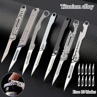 NEW Mini Titanium Alloy Folding Surgical Knife Outdoor Camping Portable EDC Knife Comes with 10pcs Free Blades