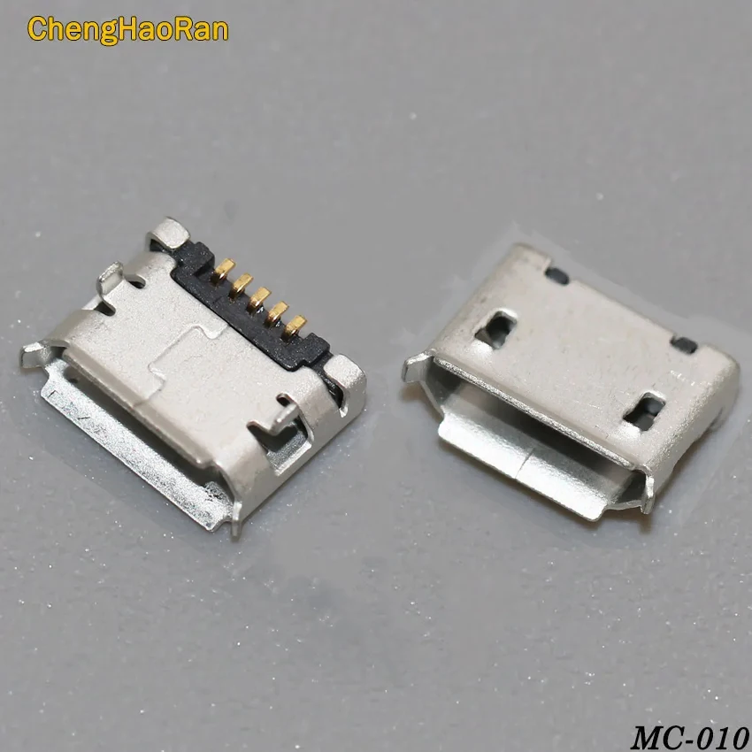 ChengHaoRan 10pcs micro USB mini connector 5pin 6.4mm short needle 5P DIP2 Data port Charging port mini usb connector