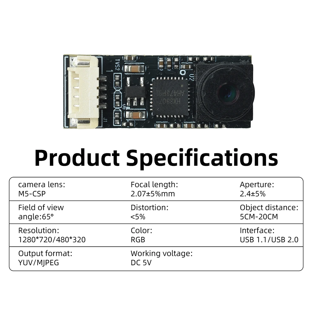 ESP32-S3 Development Board Mini USB Type-C Camera Module – 720P 1280*720 1MP 65 Degrees FOV M5-CSP Standard UVC Protocol