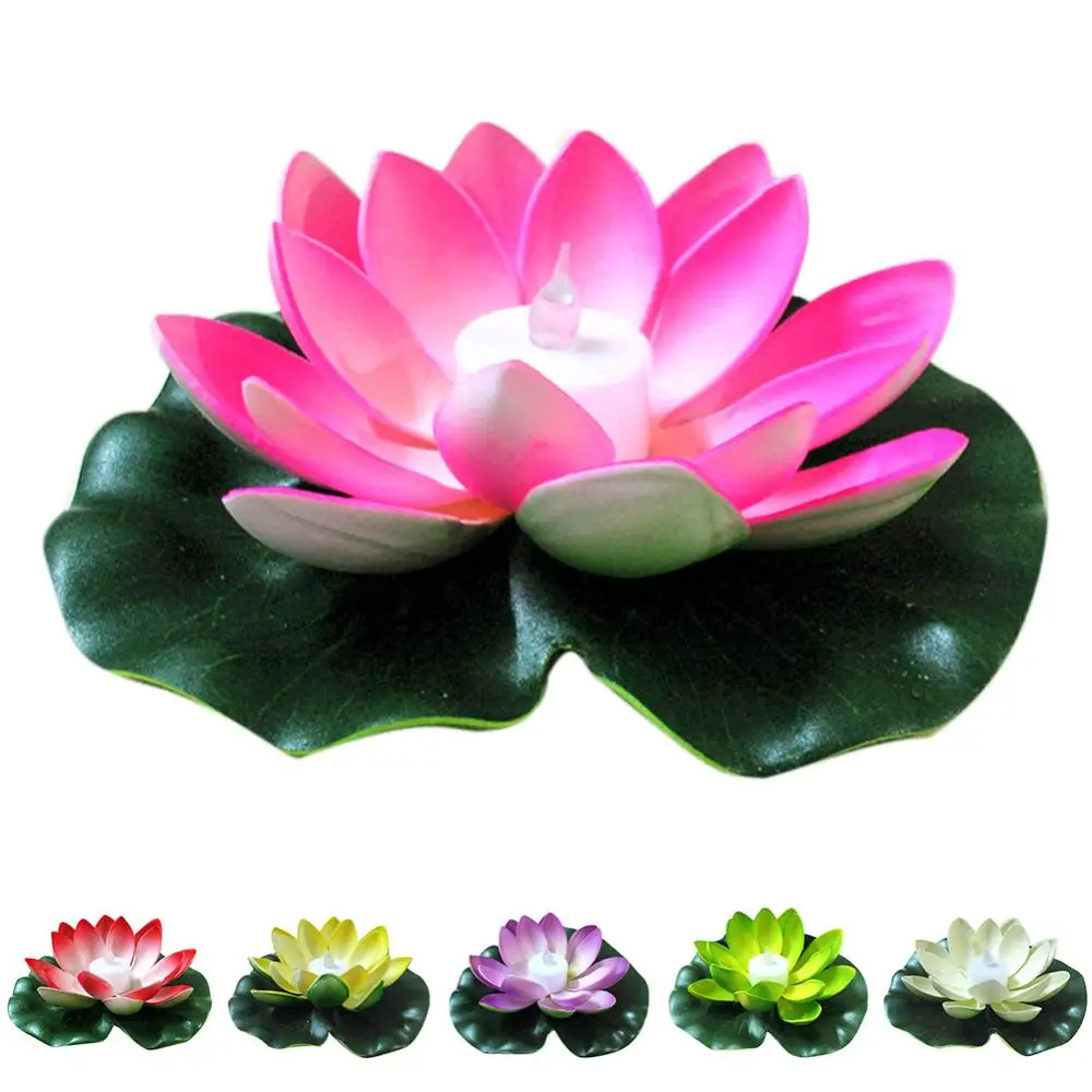 18cm LED Artificial Lotus Flower Light Floating Floral Lamp Garden Pond Lotus Night Light Simulation Lotus Garden Decoration