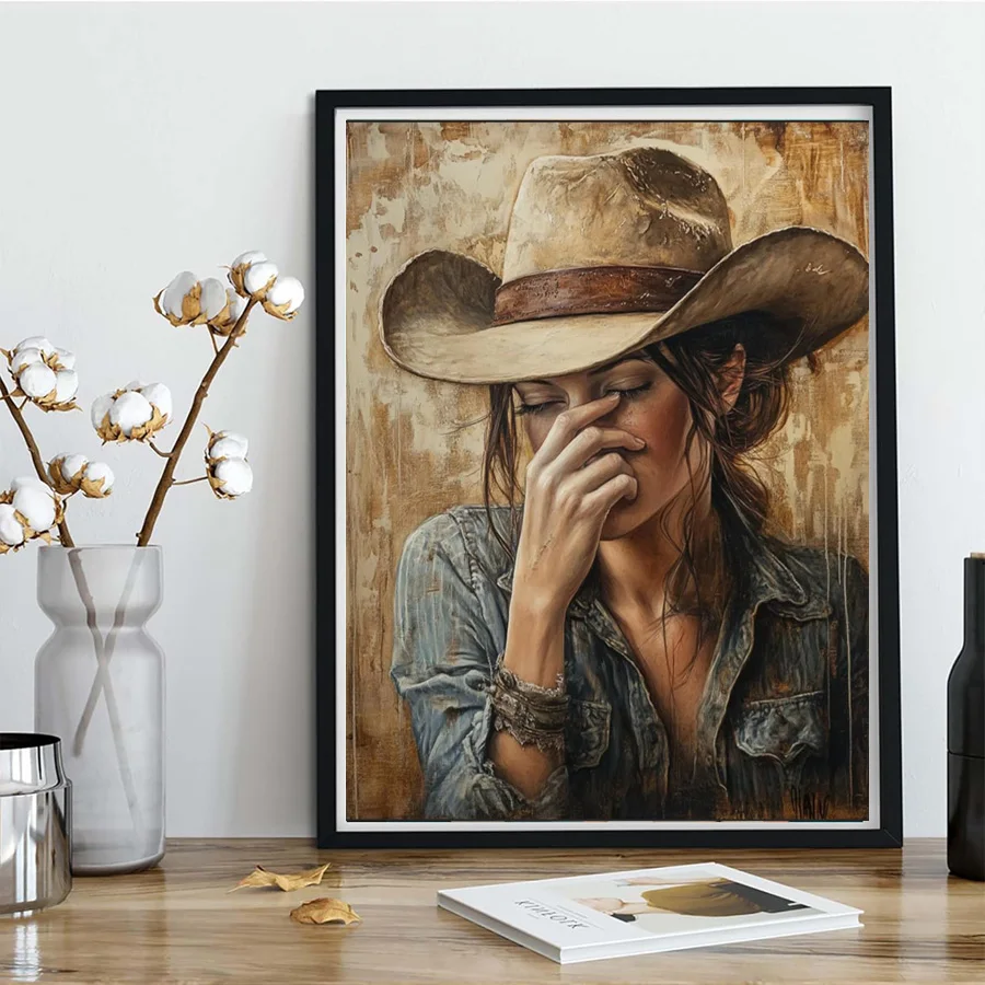 Cowgirl Funny Bathroom Wall Art diamond painting Famous Celebrity Vintage Funny Classical Clothespin Humor Amusing Toilet decor