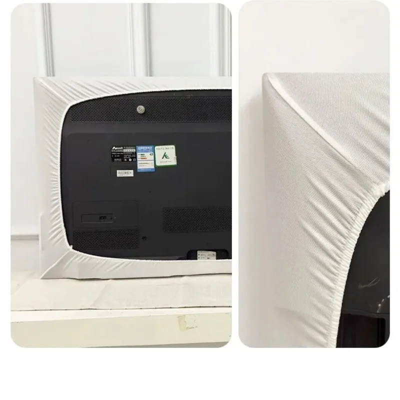 TV Screen Cover LCD Protection Dust Cover Household Hanging TV Cover Polyester Elastic Cloth French Cream Wind TV Cover