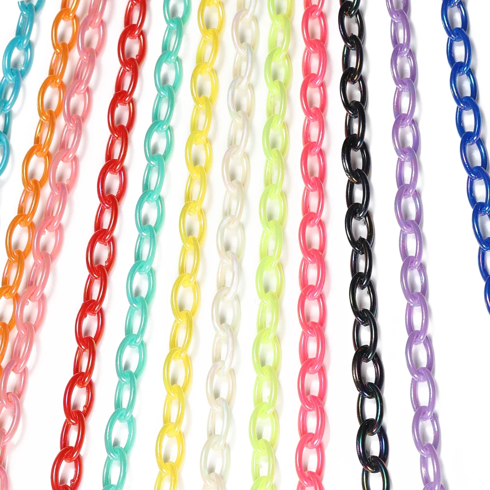 5-10pcs 50cm Colorful Acrylic Link Plastic Lobster Clasp Chain For diy Jewelry Making Keychain Necklace Bracelet Chains