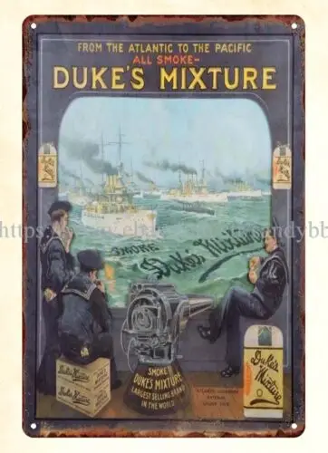 hanging unframed wall art 1908 Dukes Mixture Tobacco metal tin sign