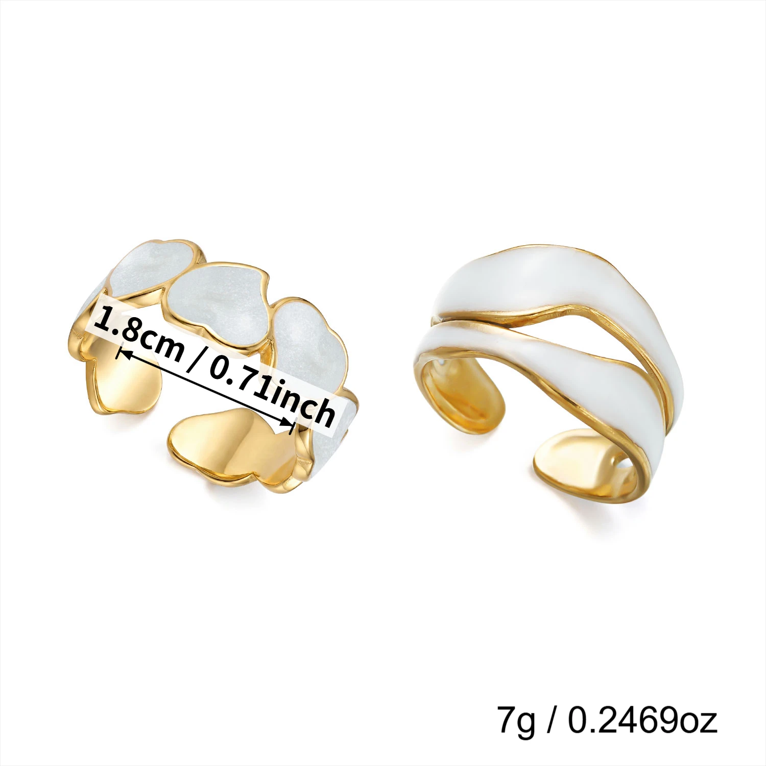 2 Stück/Set Geometrische Emaille-Ringe aus vergoldetem Edelstahl für Damen, wasserdicht, hypoallergen, stapelbar, Party-Schmuck, Geschenk – Detail 3