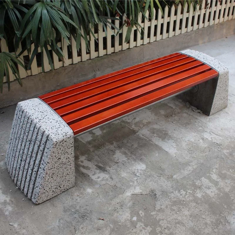 outside cement garden park bench without backs outdoor patio concrete stone bench for community