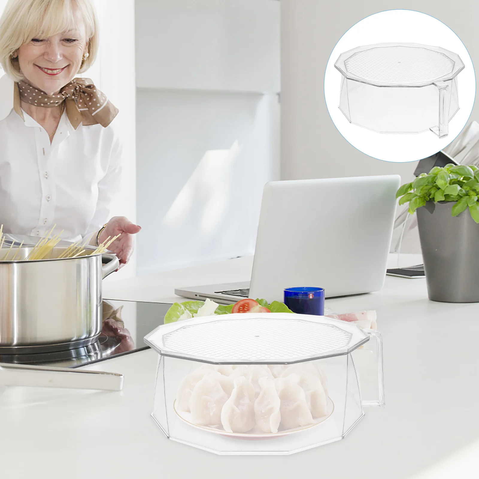 

1pcs Clear Food Cover Reusable Stackable Pet Lightweight Kitchen Dish Protector For Home Restaurant Outdoor Picnic Leftover