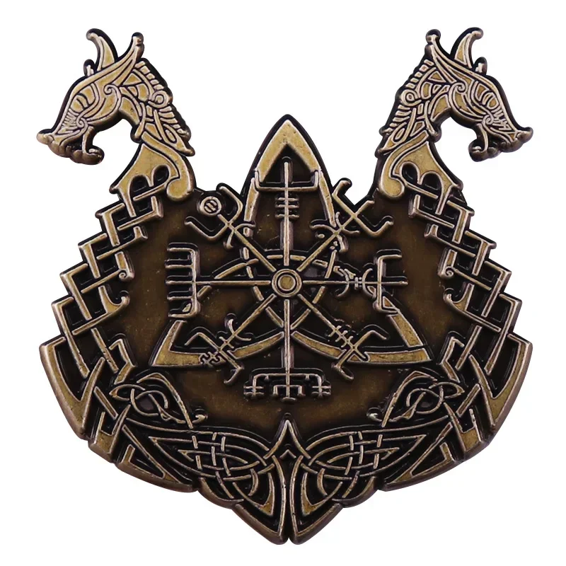 Game Cartoon Badge Retro Rune Greatsword Lapel Brooch Viking Ship Logo Retro Metal Pin Backpack Decorative Accessories Fans Gift