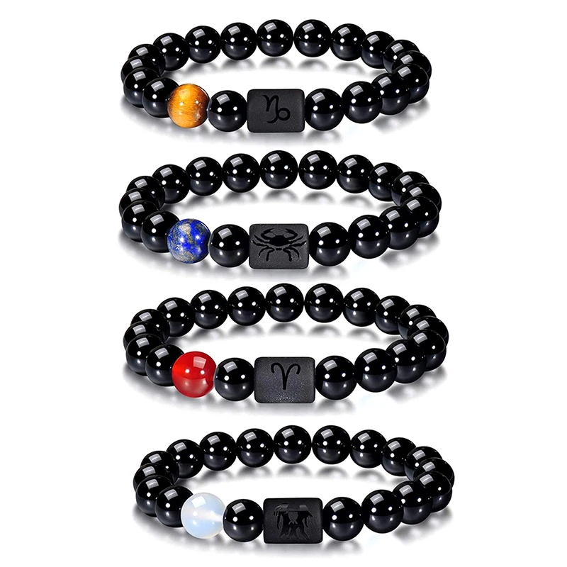 12 Constellation Bracelet Homme Zodiac Bangles Creative Elastic Beaded Bracelet For Women Men Friendship Couple Jewelry Gifts