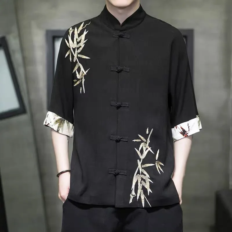 2026 Men's Short Sleeved T-shirt with Buckle Embroidery, Men's Summer Loose Fit