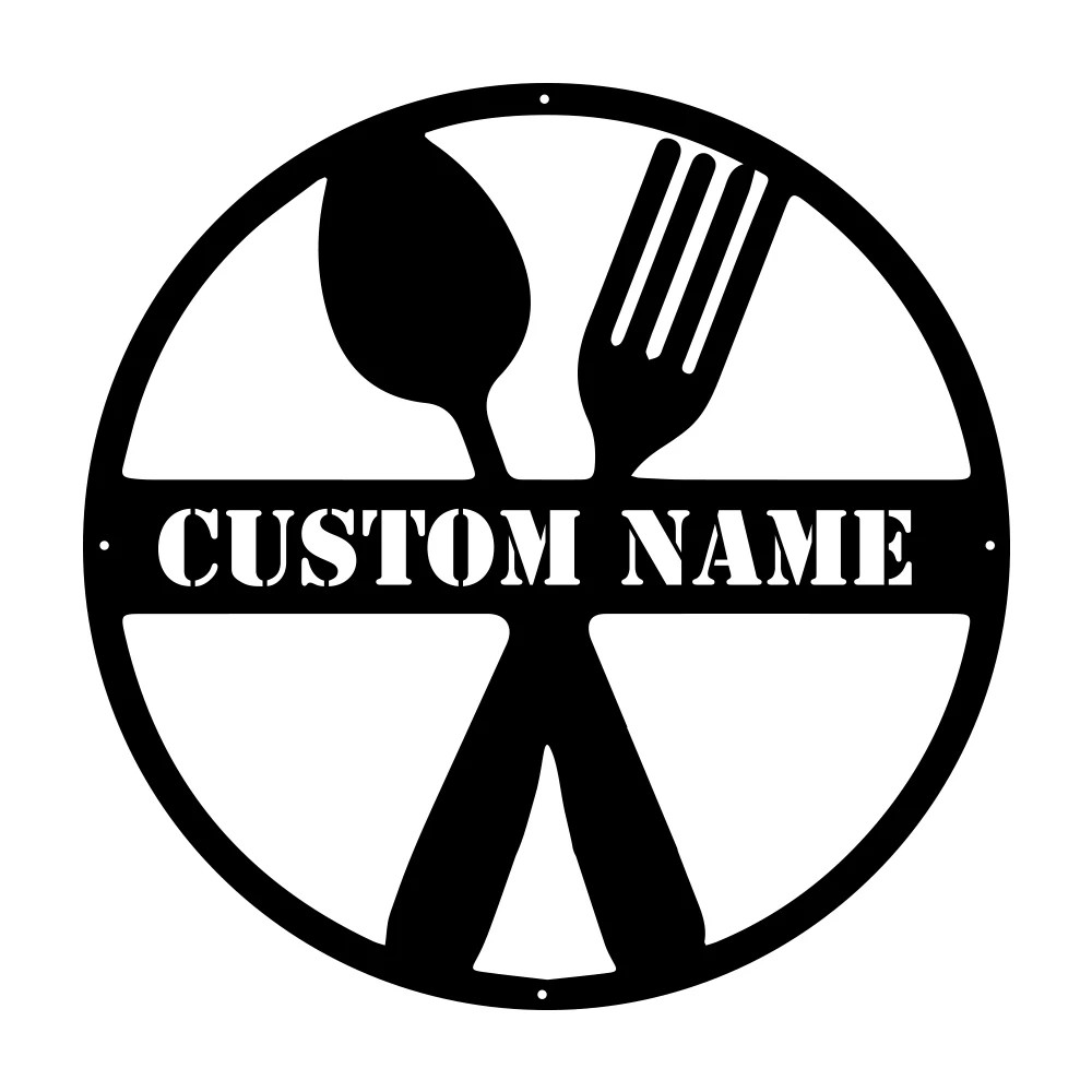 

1pc cool fork or spoon Customized Name Metal Wall Signs Metal Plate Signs For Home Decor Living Room Bedroom