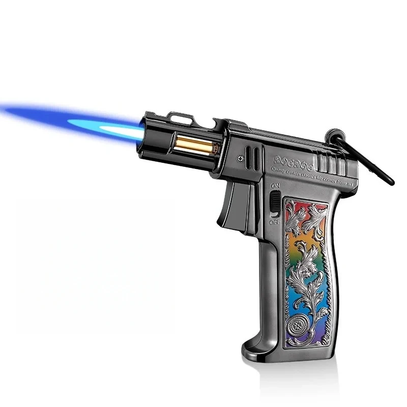 

New Outdoor High Firepower Spray Gun Lighter Windproof Jet Flame Pendant Welding Gun Barbecue Cigar Camping Kitchen Lighter
