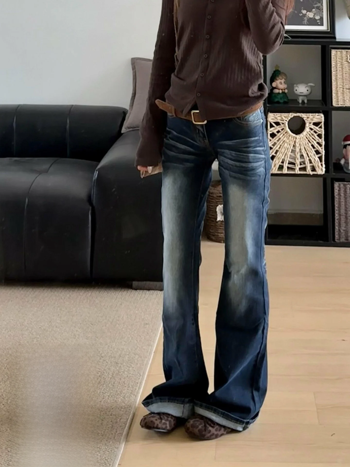 

Summer 2026 Slimming Vintage Blue Jeans Women's Narrow Flared Washed Denim High Waist Wide Leg Casual Trousers