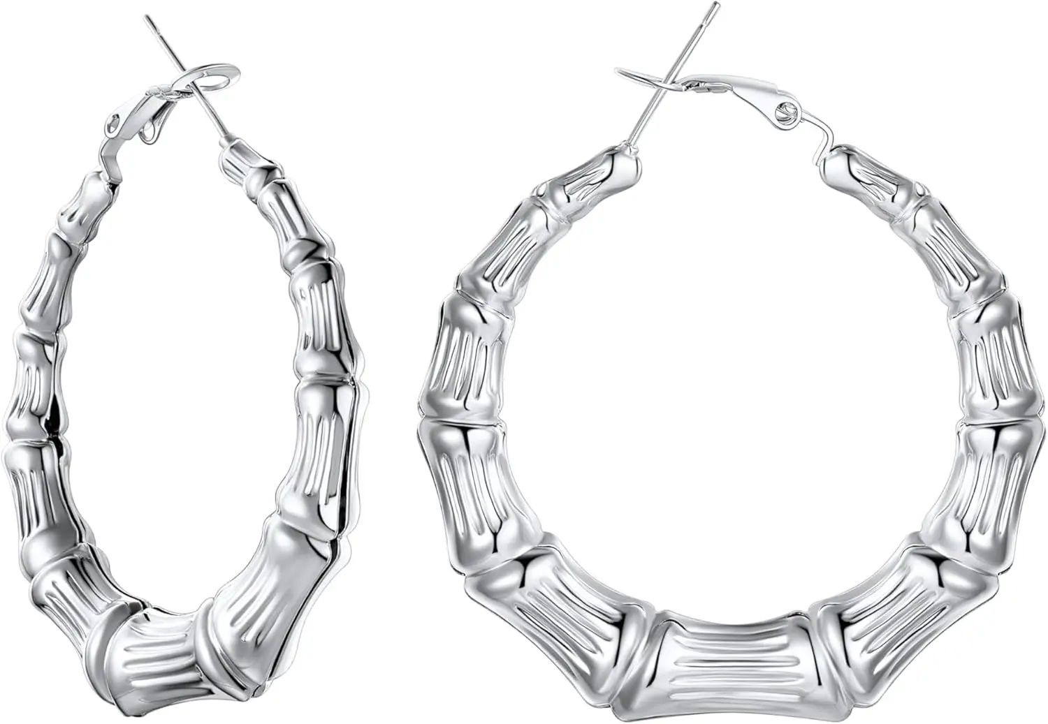 

Extra Large Bamboo Hoop Earrings Personalized Name 18K Gold Plated Stainless Steel Statement Party Fashion Jewelry