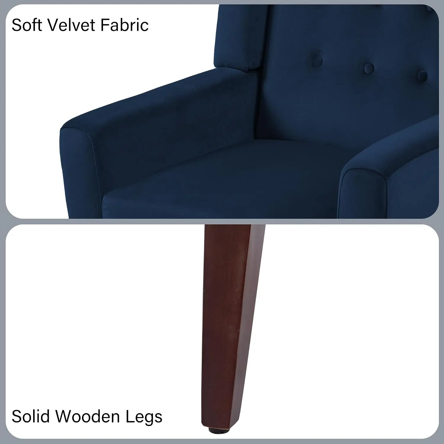 Comfy Reading Armchair Accent Chair Royal Blue Set of 2, Customized view 4