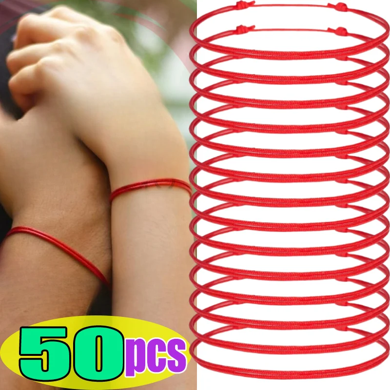 Couple Simple Thin Red String Bracelet for Lover Rope Braided Bracelets Protect Good Luck Amulet for Success Handmade Jewelry