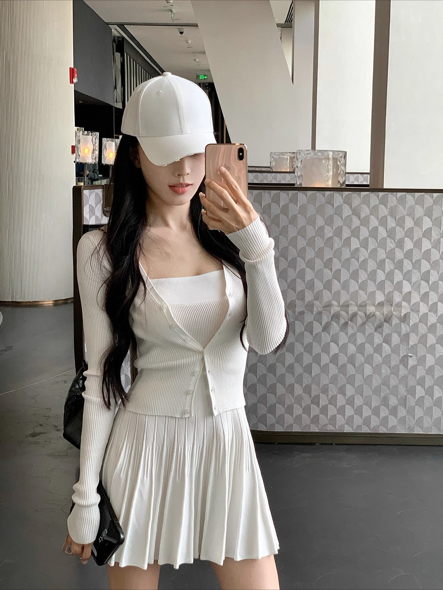 

Корейский модный вязаный комплект из 2 предметов, женский повседневный укороченный топ Y2k, тонкий мини-платье без рукавов Y2k, элегантный женский костюм