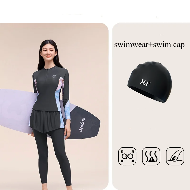 Women Long Sleeve Outdoor Water Sports Beach Push Up Rash Guard Female Two Pieces Quick-Dry Athletic Surfing Bathing SwimSuit