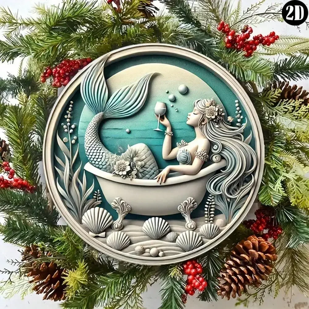 Metal Decor - Elegant Ocean Theme Art for Bathroom & Beach House, Random Hole Position for Hanging, Ideal Home/Room Wall Gift