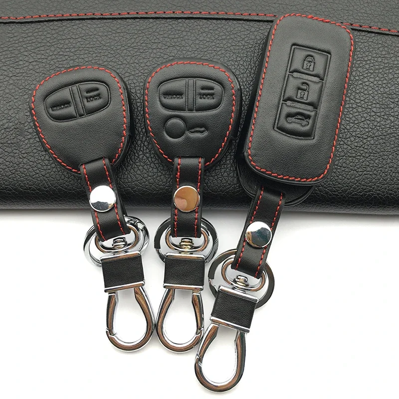 

Leather Car Key Case Cover Shell Fob for Mitsubishi Evolution Lancer EX Grandis Outlander Triton Pajero ASX Keychain Protected