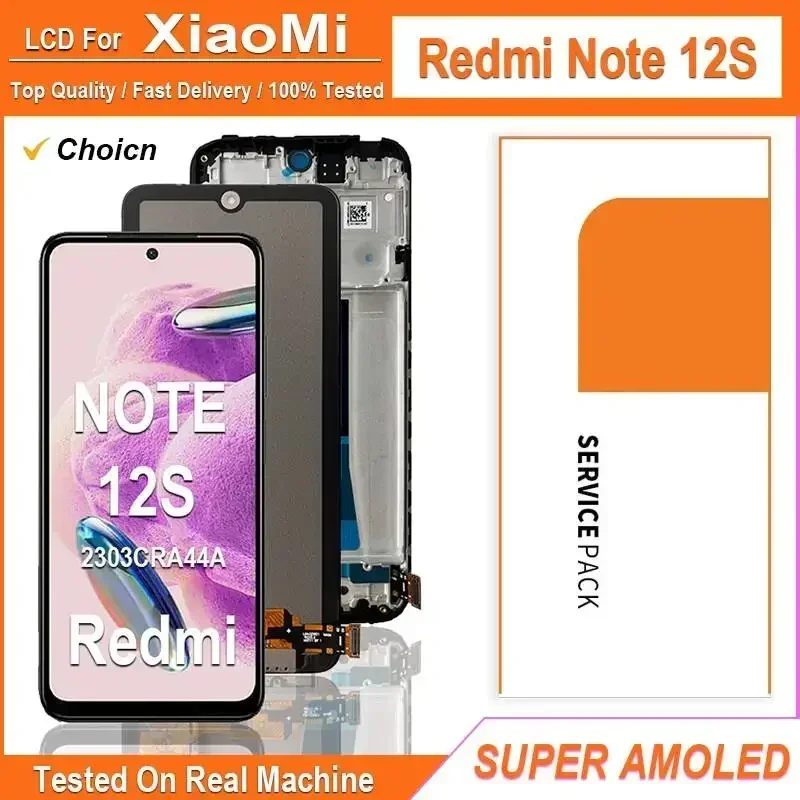 6.43\'\' Super AMOLED LCD For Xiaomi Redmi Note 12S LCD 2303CRA44A 23030RAC7Y 2303ERA42L LCD Touch Screen Digitizer Assembly