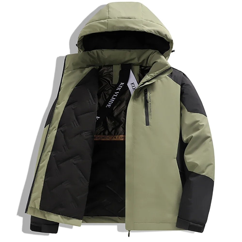 S-6XL Outdoor Waterproof Cotton-padded Jacket for Men 2025 Winter Thickened Warm Large Size Fashionable Patchwork Hooded Parkas