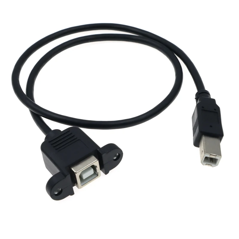 0.5m USB 2.0 Type B Male to Type B Female Printer Scanner Extension Cable with Panel Mount Screw Holes