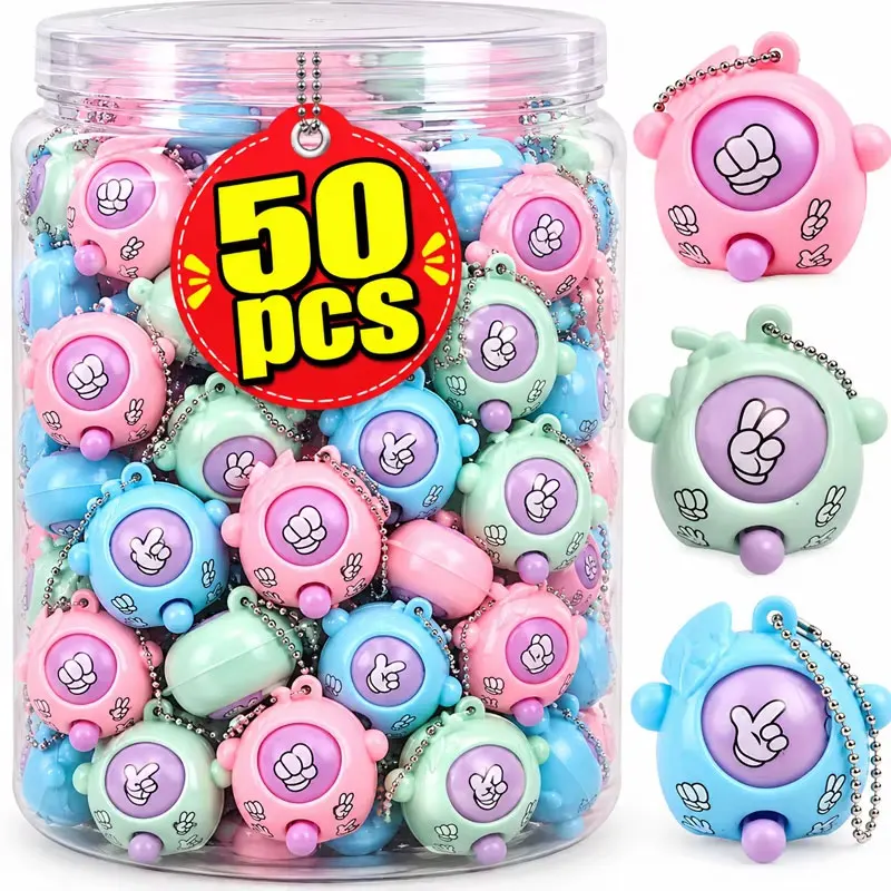 2-50pcs Mini Rock-paper-scissors Guessing Egg Game Creative Pendant Toys Key Ring for Kids Favors Birthday Party Gifts Keychain