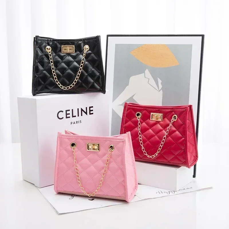 Women's Tote Bags, Handbag with Chains, Diamond Lattice Underarm Luxury Shoulder Bag for Ladies Designer Bag image 5