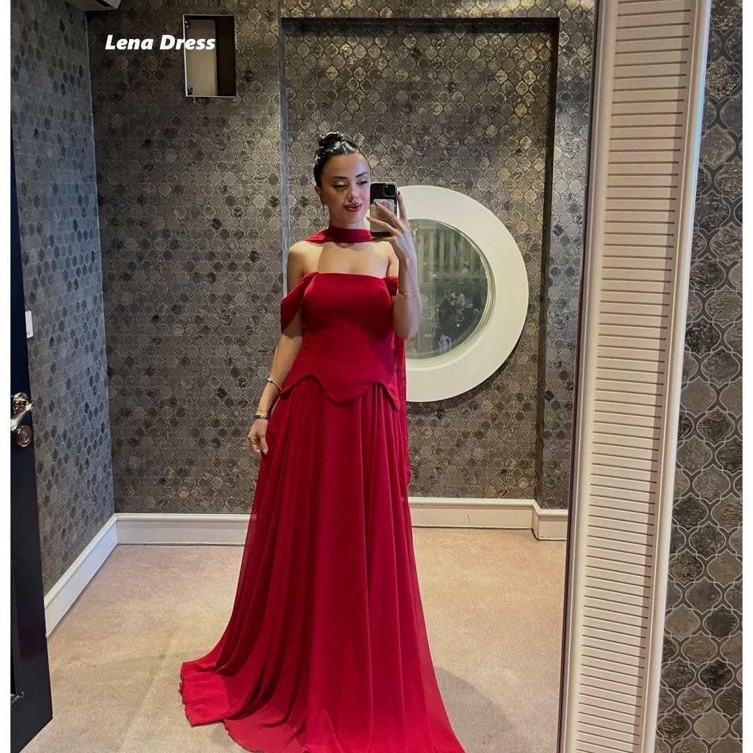 

Lena Red Bespoke Occasion Dresses for Special Occasions Shawl Chiffon Evening Dress 2025 Luxury Prom Dresses 2025 Customized